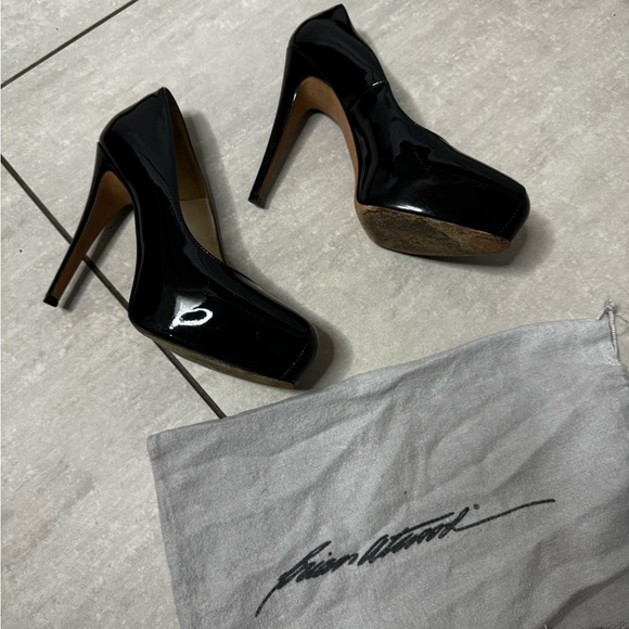 Brian Atwood Art. Maniac Vernice Nero 120mm Platform Pump size 8 - Picture 4 of 6